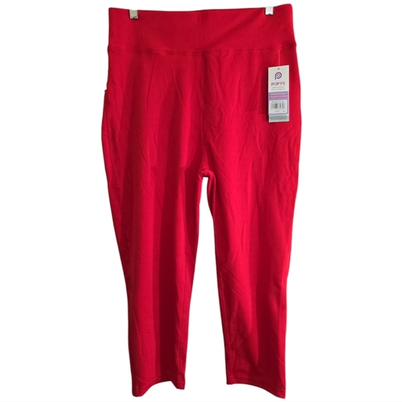 NWT Popfit Red Cropped Leggings with Pockets 2XL - Picture 1 of 4